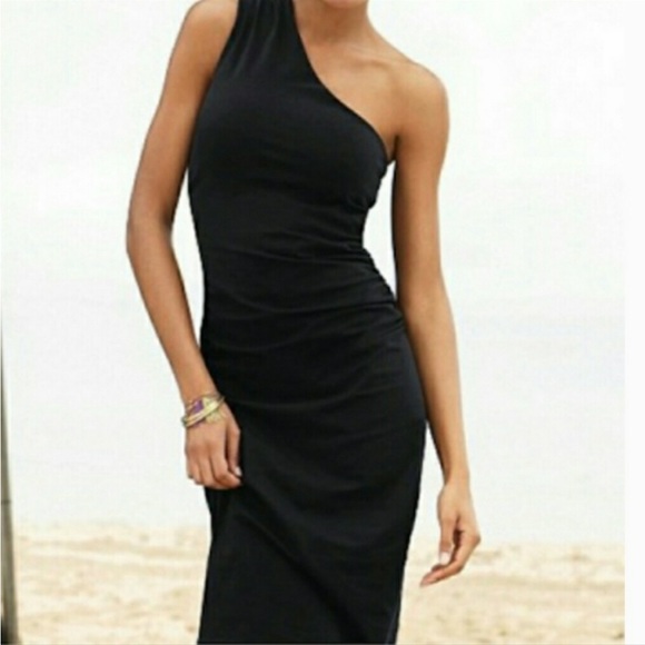 Victoria's Secret Dresses & Skirts - Victoria's Secret Bra Tops Black Ruched One Shoulder Dress Sz M